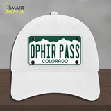 Ophir Pass Colorado Novelty License Plate Hat Unconstructed Cotton / White