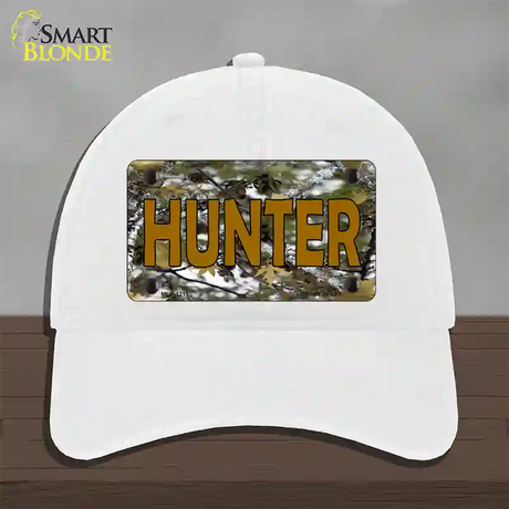 Hunter Camouflage Novelty License Plate Hat Unconstructed Cotton / White