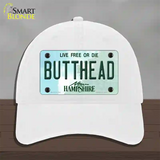 Butthead New Hampshire Novelty License Plate Hat Unconstructed Cotton / White