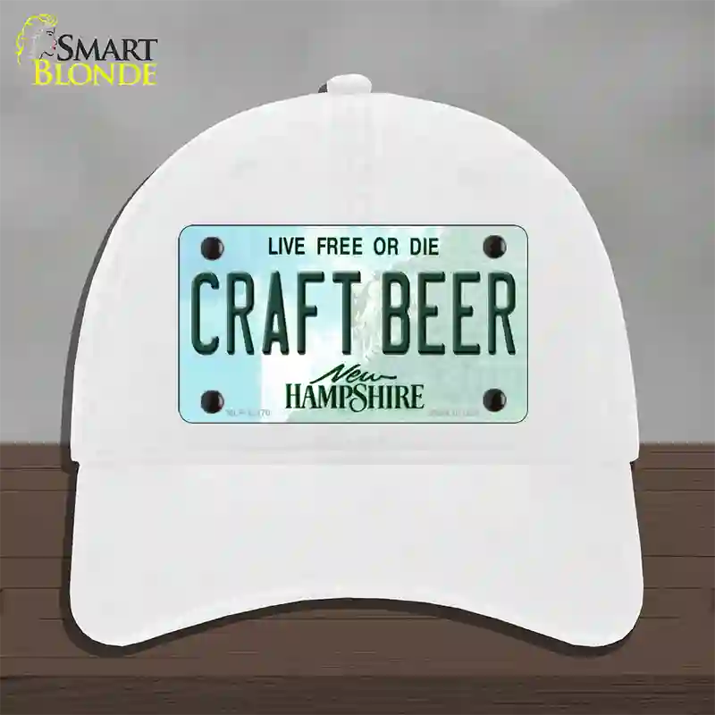 Craft Beer New Hampshire Novelty License Plate Hat Unconstructed Cotton / White