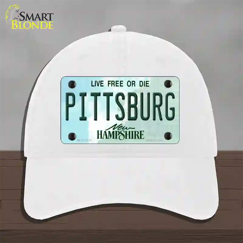 Pittsburg New Hampshire Novelty License Plate Hat Unconstructed Cotton / White