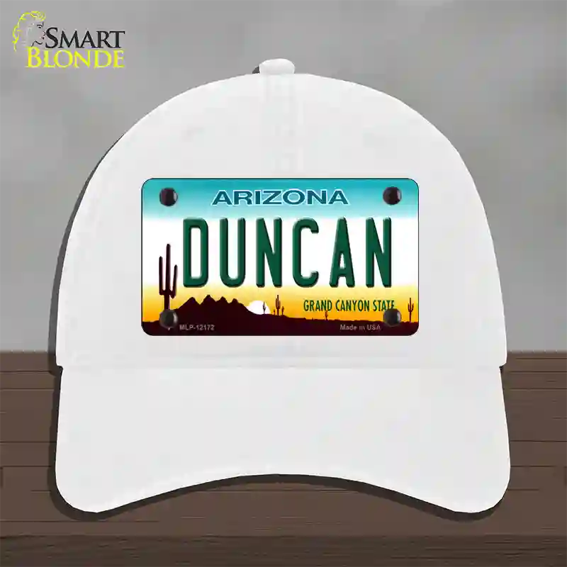 Duncan Arizona Novelty License Plate Hat Unconstructed Cotton / White