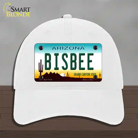 Bisbee Arizona Novelty License Plate Hat Unconstructed Cotton / White