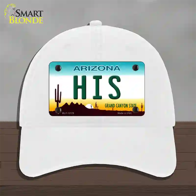 His Arizona Novelty License Plate Hat Unconstructed Cotton / White