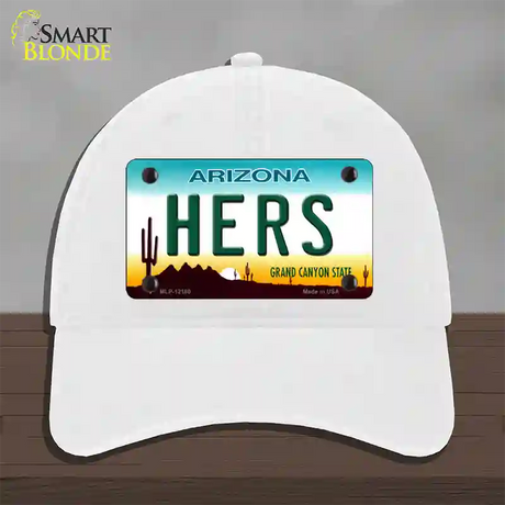 Hers Arizona Novelty License Plate Hat Unconstructed Cotton / White