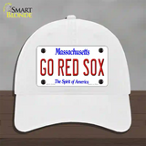 Go Red Sox Massachusetts Novelty License Plate Hat Unconstructed Cotton / White