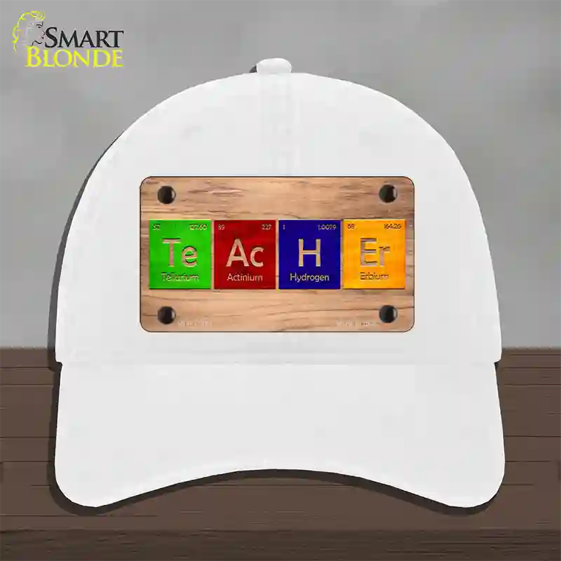 Teacher Periodic Table Wood Novelty License Plate Hat Unconstructed Cotton / White