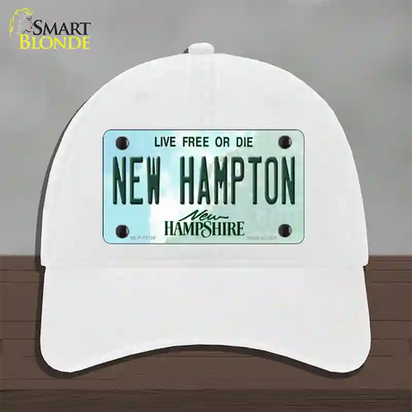 New Hampton New Hampshire Novelty License Plate Hat Unconstructed Cotton / White