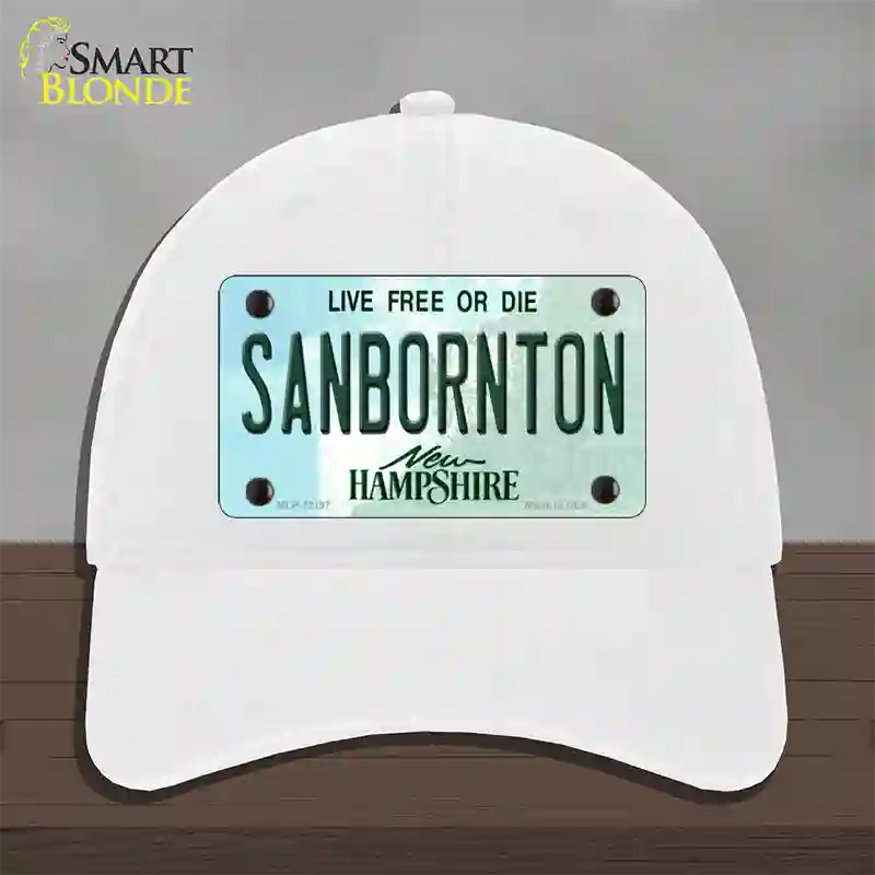 Sanbornton New Hampshire Novelty License Plate Hat Unconstructed Cotton / White