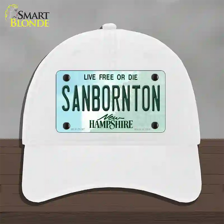 Sanbornton New Hampshire Novelty License Plate Hat Unconstructed Cotton / White