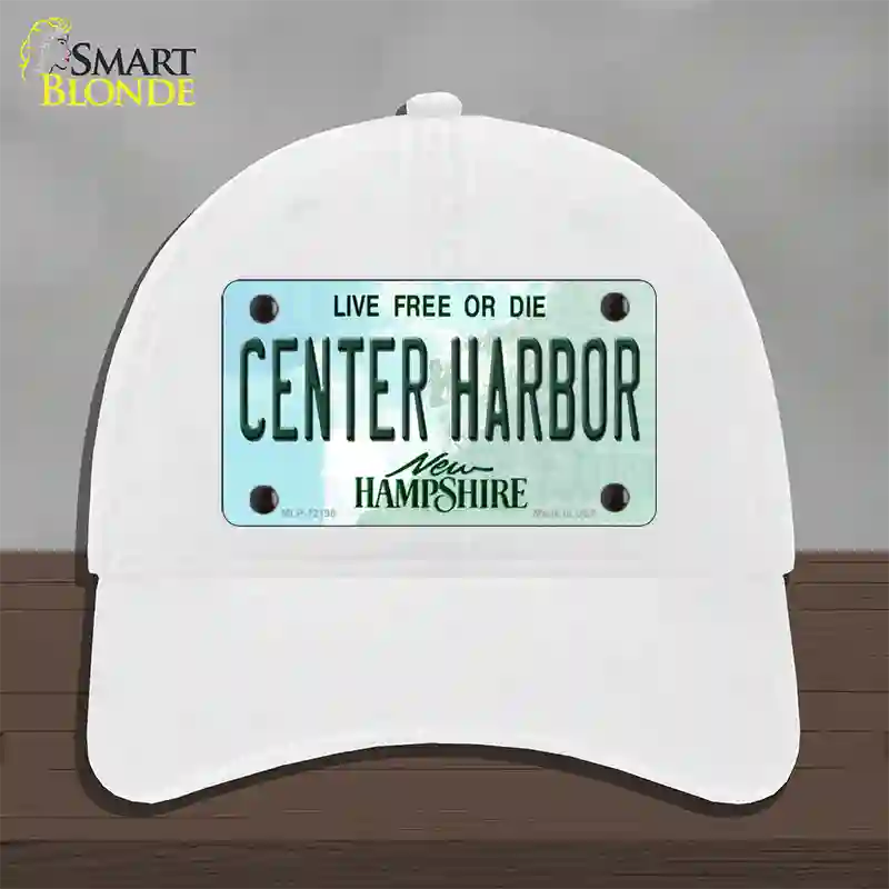 Center Harbor New Hampshire Novelty License Plate Hat Unconstructed Cotton / White