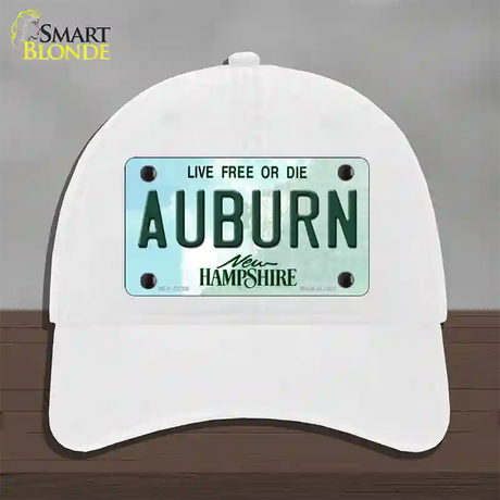 Auburn New Hampshire Novelty License Plate Hat Unconstructed Cotton / White