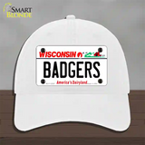 Badgers Wisconsin Novelty License Plate Hat Unconstructed Cotton / White