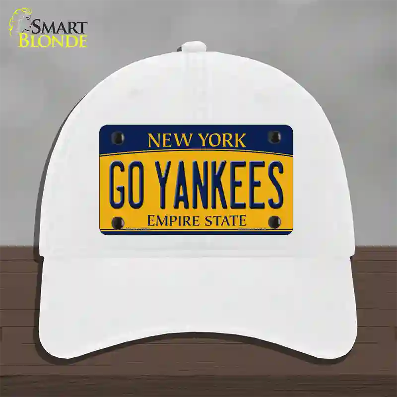 Go Yankees New York Novelty License Plate Hat Unconstructed Cotton / White