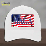 MAGA Flag Novelty License Plate Hat Unconstructed Cotton / White