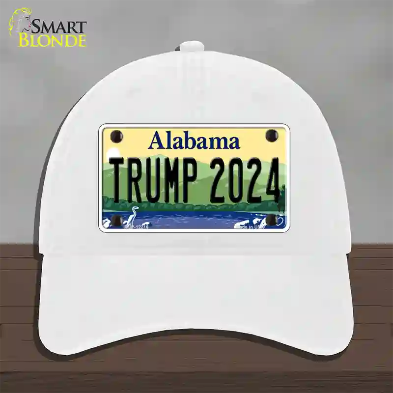 Trump 2024 Alabama Novelty License Plate Hat Unconstructed Cotton / White