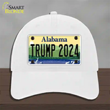 Trump 2024 Alabama Novelty License Plate Hat Unconstructed Cotton / White