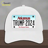 Trump 2024 Arkansas Novelty License Plate Hat Unconstructed Cotton / White