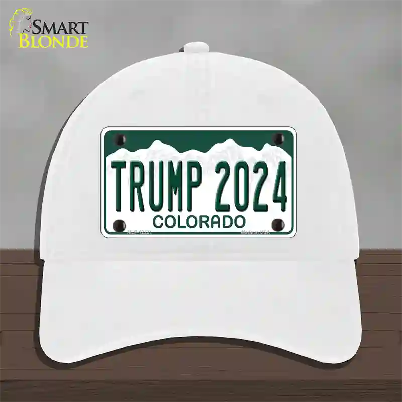 Trump 2024 Colorado Novelty License Plate Hat Unconstructed Cotton / White