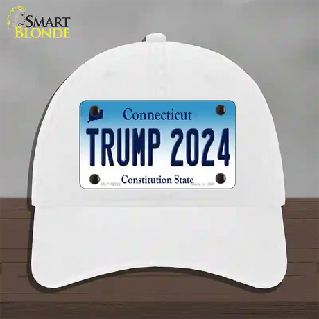 Trump 2024 Connecticut Novelty License Plate Hat Unconstructed Cotton / White