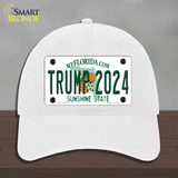 Trump 2024 Florida Novelty License Plate Hat Unconstructed Cotton / White