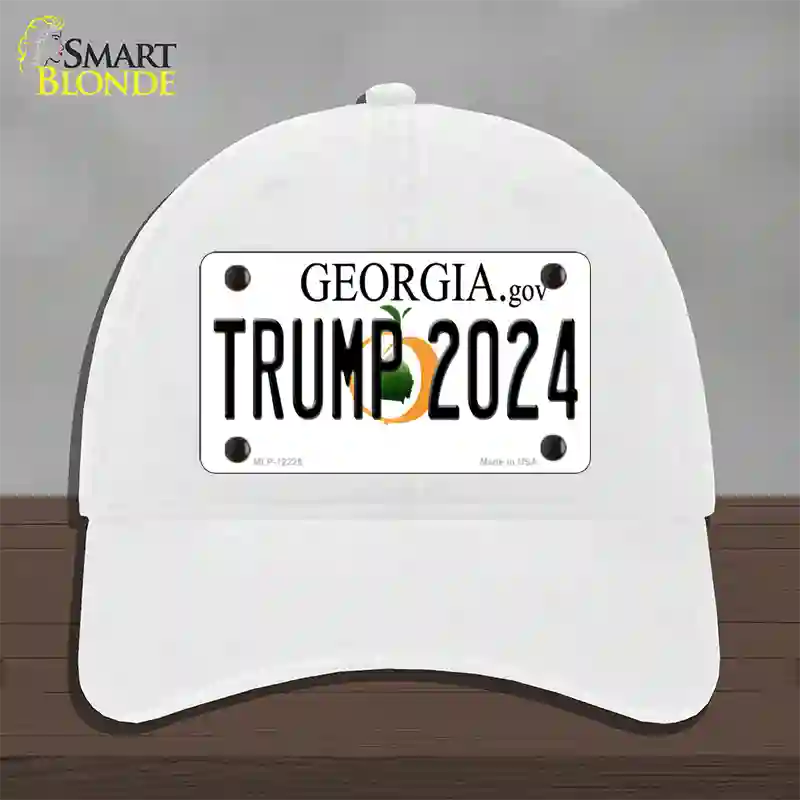 Trump 2024 Georgia Novelty License Plate Hat Unconstructed Cotton / White