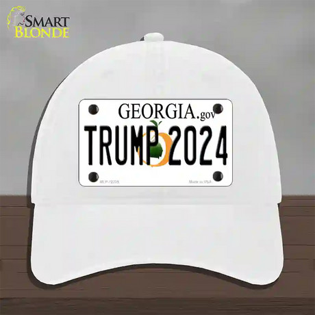 Trump 2024 Georgia Novelty License Plate Hat Unconstructed Cotton / White