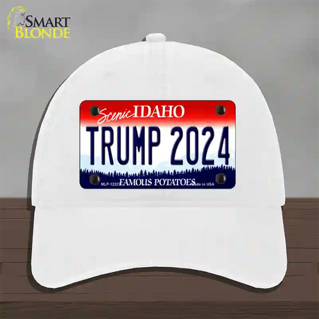 Trump 2024 Idaho Novelty License Plate Hat Unconstructed Cotton / White