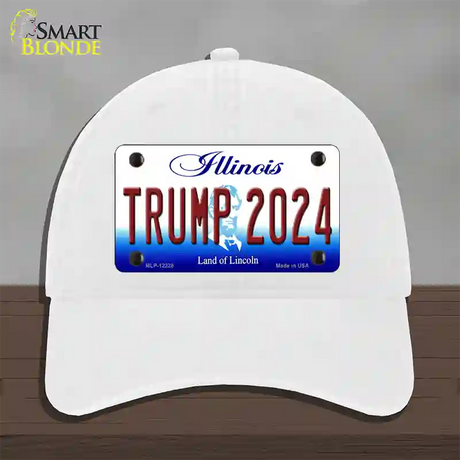 Trump 2024 Illinois Novelty License Plate Hat Unconstructed Cotton / White