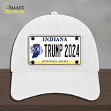 Trump 2024 Indiana Novelty License Plate Hat Unconstructed Cotton / White