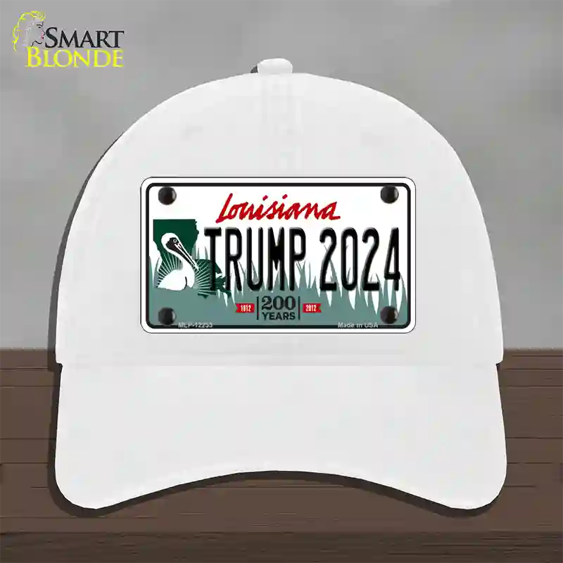 Trump 2024 Louisiana Novelty License Plate Hat Unconstructed Cotton / White