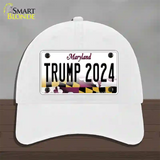 Trump 2024 Maryland Novelty License Plate Hat Unconstructed Cotton / White