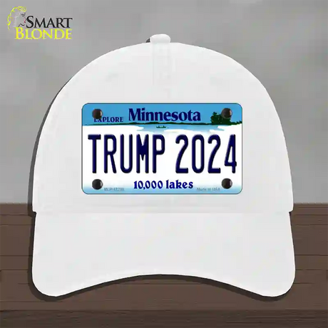 Trump 2024 Minnesota Novelty License Plate Hat Unconstructed Cotton / White