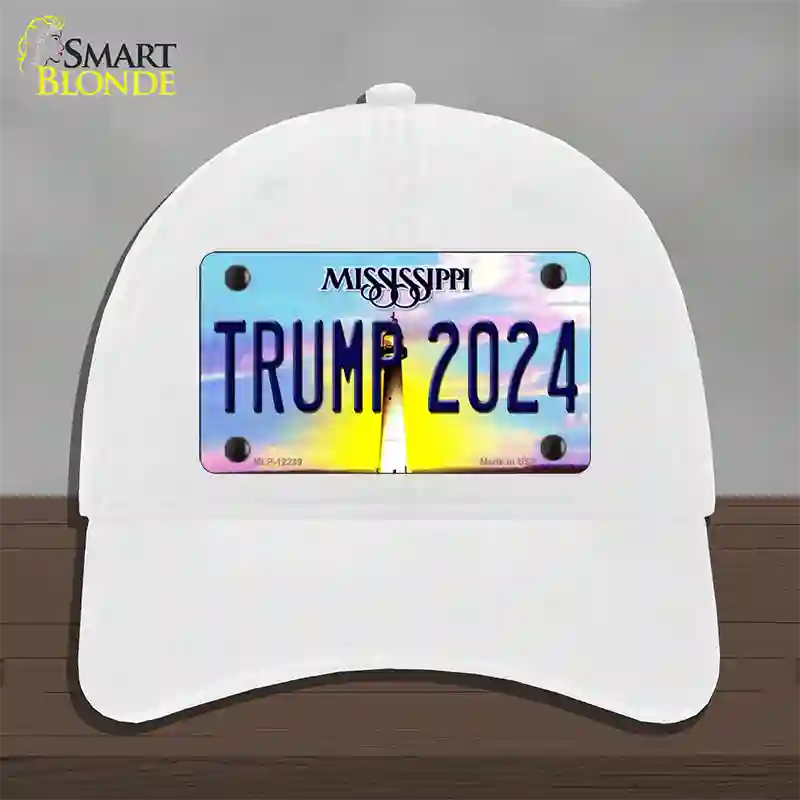 Trump 2024 Mississippi Novelty License Plate Hat Unconstructed Cotton / White