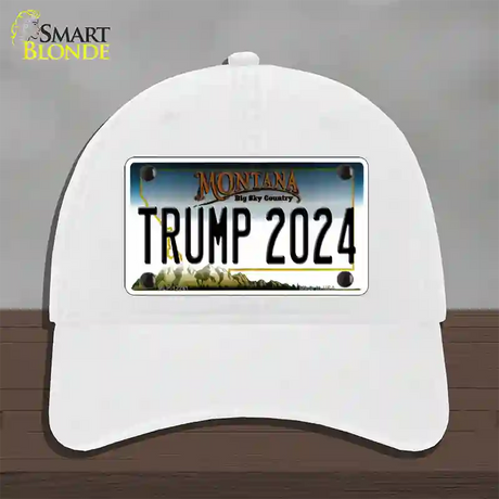 Trump 2024 Montana Novelty License Plate Hat Unconstructed Cotton / White