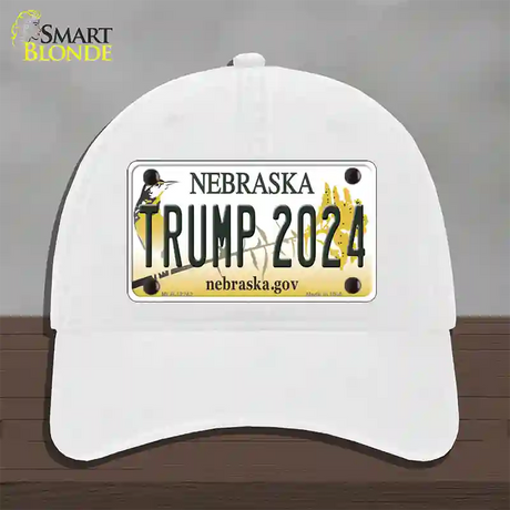 Trump 2024 Nebraska Novelty License Plate Hat Unconstructed Cotton / White