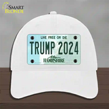 Trump 2024 New Hampshire Novelty License Plate Hat Unconstructed Cotton / White