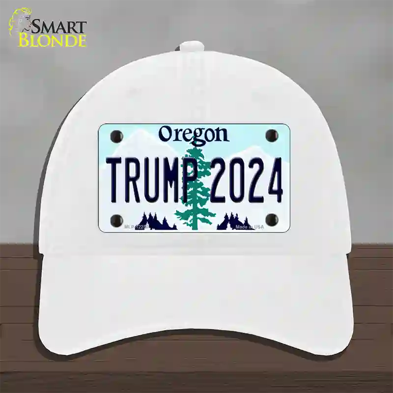 Trump 2024 Oregon Novelty License Plate Hat Unconstructed Cotton / White