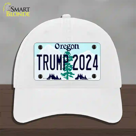 Trump 2024 Oregon Novelty License Plate Hat Unconstructed Cotton / White