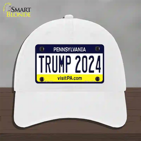 Trump 2024 Pennsylvania Novelty License Plate Hat Unconstructed Cotton / White