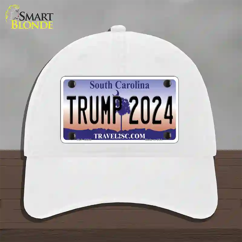 Trump 2024 South Carolina Novelty License Plate Hat Unconstructed Cotton / White