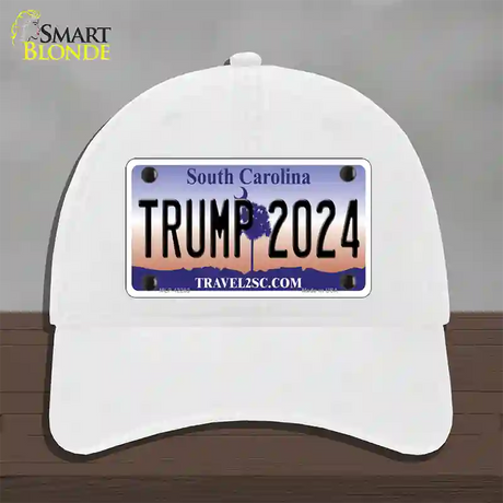 Trump 2024 South Carolina Novelty License Plate Hat Unconstructed Cotton / White