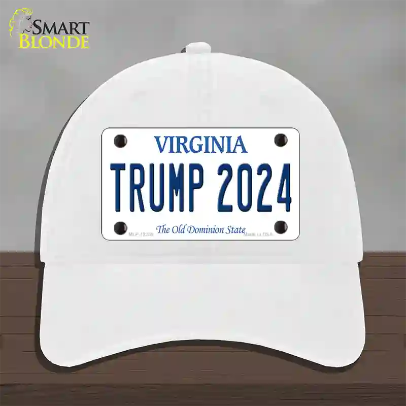 Trump 2024 Virginia Novelty License Plate Hat Unconstructed Cotton / White