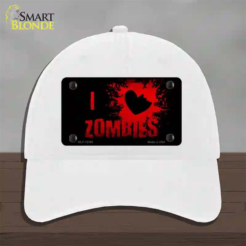 I Love Zombies Novelty License Plate Hat Unconstructed Cotton / White