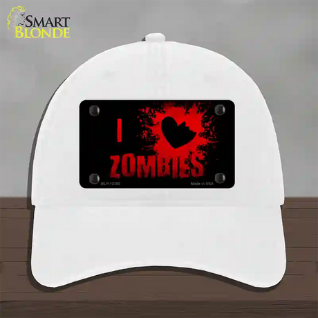 I Love Zombies Novelty License Plate Hat Unconstructed Cotton / White