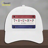 Trump 2024 USA Flag Novelty License Plate Hat Unconstructed Cotton / White