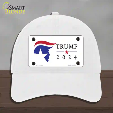 Trump 2024 Silhouette Novelty License Plate Hat Unconstructed Cotton / White