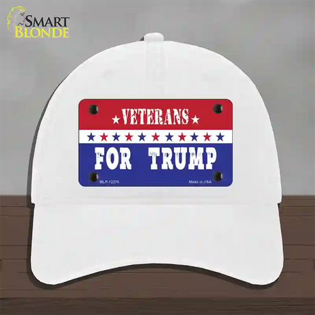 Veterans For Trump Novelty License Plate Hat Unconstructed Cotton / White