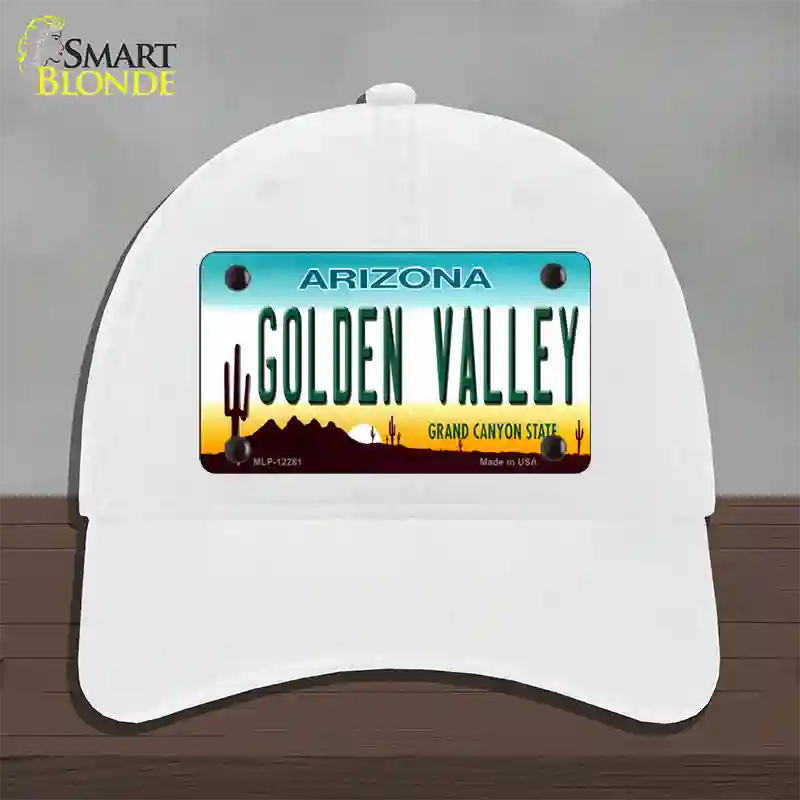 Golden Valley Arizona Novelty License Plate Hat Unconstructed Cotton / White