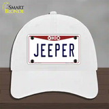 Ohio Jeeper Novelty License Plate Hat Unconstructed Cotton / White